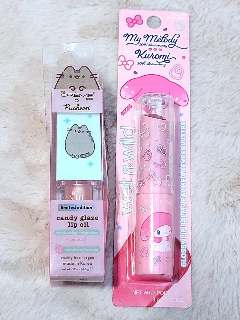 Creme x Pusheen Lip Oil & Wet n Wild My Melody Kuromi Lip Balm NEW Box E